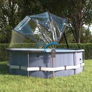 Купол за басейн със скоба, кръгъл, 376x188 см, PVC