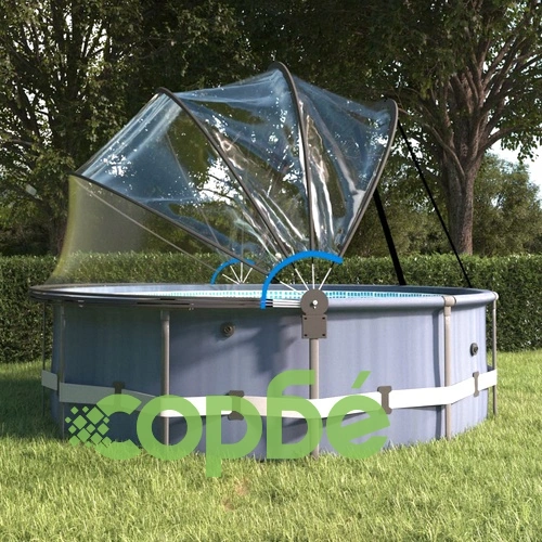 Купол за басейн със скоба, кръгъл, 406x203 см, PVC ➤ топ цена ➤ sorbe.bg