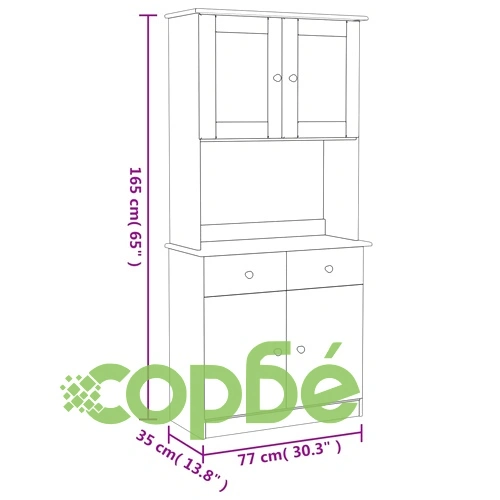 Висок шкаф ALTA, 77x35x165 см, борово дърво масив ➤ топ цена ➤ sorbe.bg