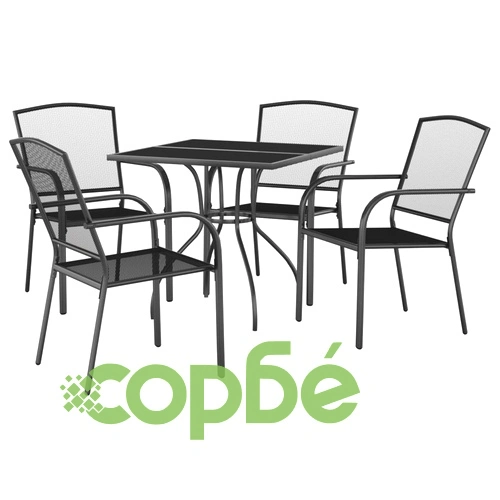 Градински трапезен комплект от 5 части, антрацит, стомана ➤ топ цена ➤ sorbe.bg