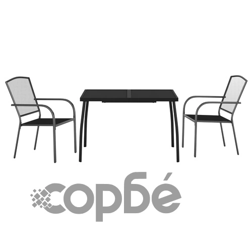 Градински трапезен комплект от 3 части, антрацит, стомана ➤ топ цена ➤ sorbe.bg