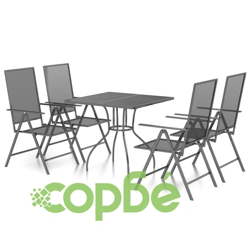Градински трапезен комплект от 5 части, антрацит, стомана ➤ топ цена ➤ sorbe.bg