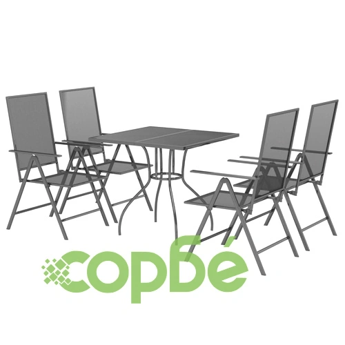 Градински трапезен комплект от 5 части, антрацит, стомана ➤ топ цена ➤ sorbe.bg