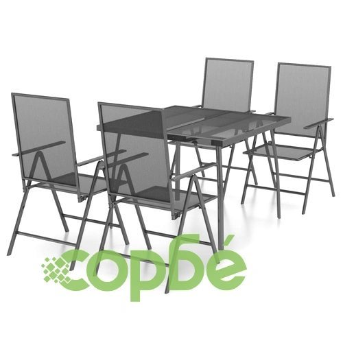 Градински трапезен комплект от 5 части, антрацит, стомана ➤ топ цена ➤ sorbe.bg