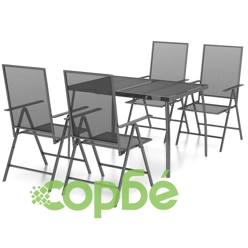 Градински трапезен комплект от 5 части, антрацит, стомана ➤ топ цена ➤ sorbe.bg