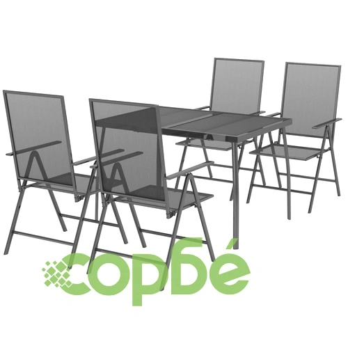 Градински трапезен комплект от 5 части, антрацит, стомана ➤ топ цена ➤ sorbe.bg