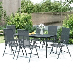 Градински трапезен комплект от 7 части, антрацит, стомана