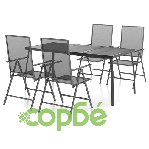 Градински трапезен комплект от 5 части, антрацит, стомана ➤ топ цена ➤ sorbe.bg
