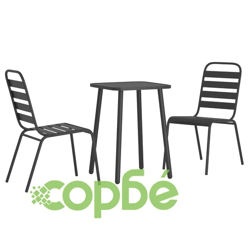 Градински трапезен комплект от 3 части, антрацит, стомана ➤ топ цена ➤ sorbe.bg