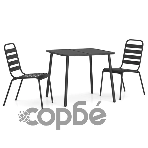 Градински трапезен комплект от 3 части, антрацит, стомана ➤ топ цена ➤ sorbe.bg