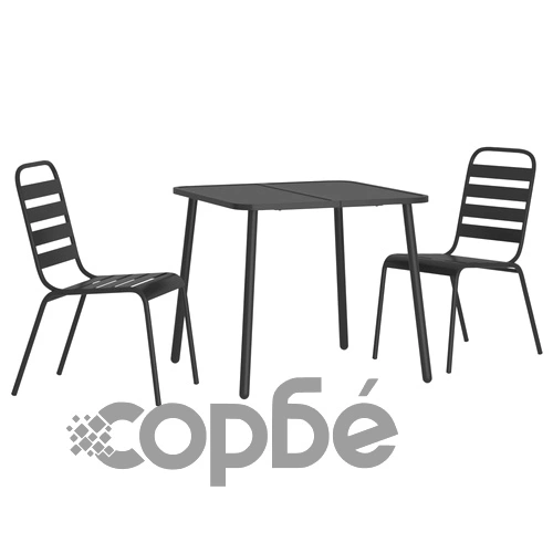 Градински трапезен комплект от 3 части, антрацит, стомана ➤ топ цена ➤ sorbe.bg