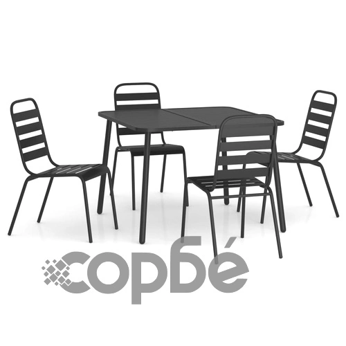 Градински трапезен комплект от 5 части, антрацит, стомана ➤ топ цена ➤ sorbe.bg