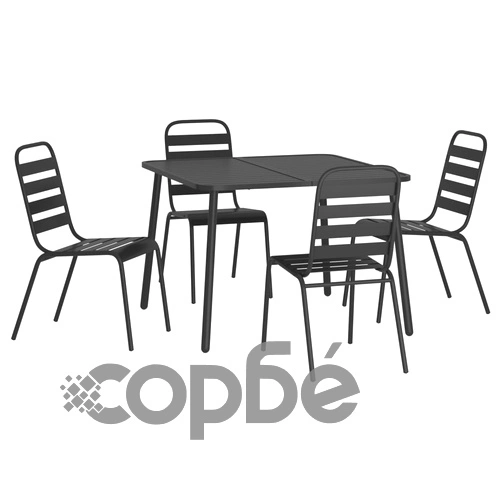 Градински трапезен комплект от 5 части, антрацит, стомана ➤ топ цена ➤ sorbe.bg