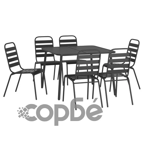Градински трапезен комплект от 7 части, антрацит, стомана ➤ топ цена ➤ sorbe.bg
