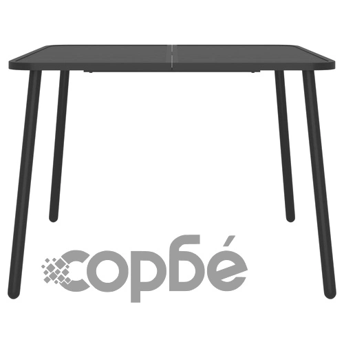 Градински трапезен комплект от 7 части, антрацит, стомана ➤ топ цена ➤ sorbe.bg