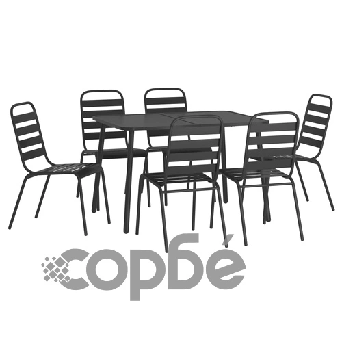 Градински трапезен комплект от 7 части, антрацит, стомана ➤ топ цена ➤ sorbe.bg