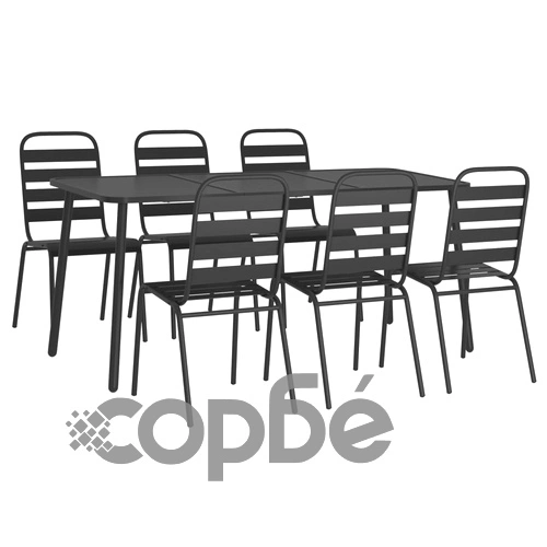Градински трапезен комплект от 7 части, антрацит, стомана ➤ топ цена ➤ sorbe.bg