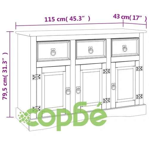Бюфет Corona 115x43x79,5 см мексикански бор масив ➤ топ цена ➤ sorbe.bg