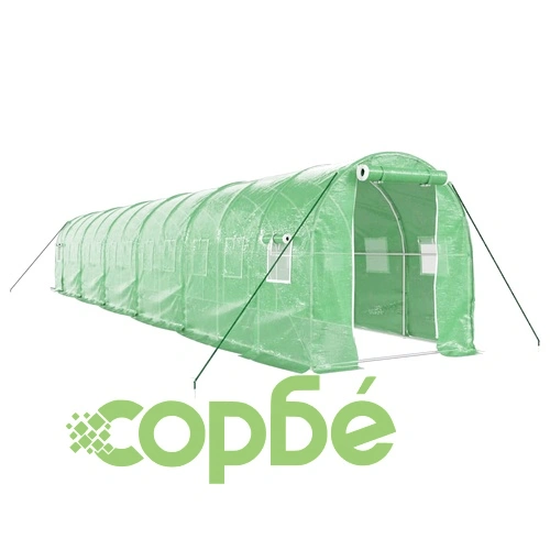 Оранжерия със стоманена рамка зелена 24 м² 12x2x2 м ➤ топ цена ➤ sorbe.bg