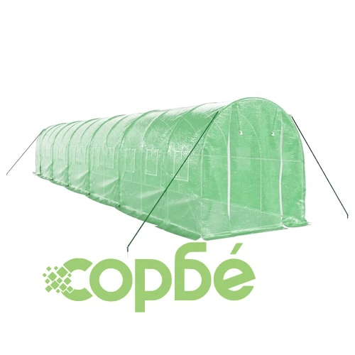 Оранжерия със стоманена рамка зелена 24 м² 12x2x2 м ➤ топ цена ➤ sorbe.bg
