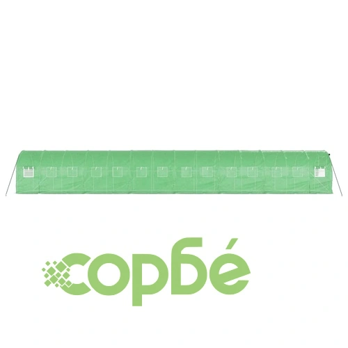 Оранжерия със стоманена рамка зелена 28 м² 14x2x2 м ➤ топ цена ➤ sorbe.bg
