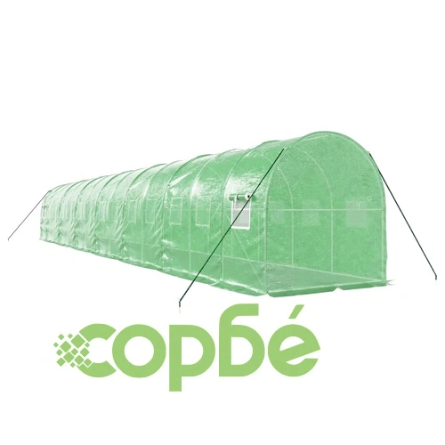Оранжерия със стоманена рамка зелена 28 м² 14x2x2 м ➤ топ цена ➤ sorbe.bg
