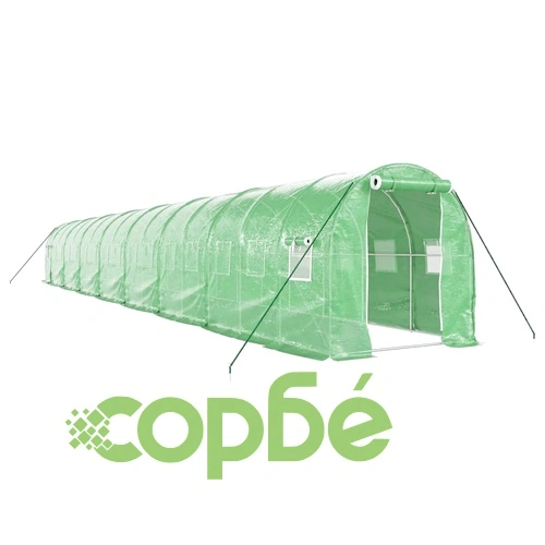 Оранжерия със стоманена рамка зелена 32 м² 16x2x2 м ➤ топ цена ➤ sorbe.bg