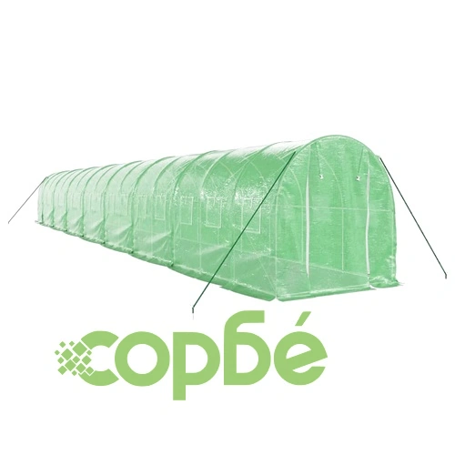 Оранжерия със стоманена рамка зелена 32 м² 16x2x2 м ➤ топ цена ➤ sorbe.bg