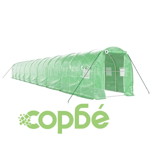 Оранжерия със стоманена рамка зелена 36 м² 18x2x2 м ➤ топ цена ➤ sorbe.bg
