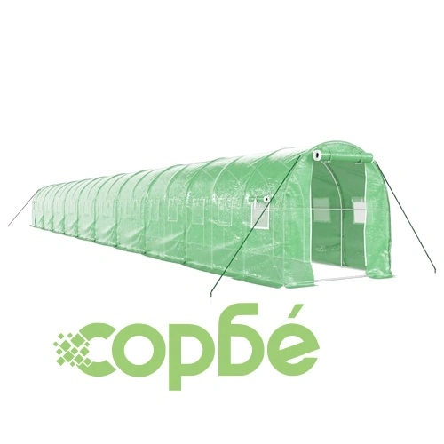 Оранжерия със стоманена рамка зелена 40 м² 20x2x2 м ➤ топ цена ➤ sorbe.bg