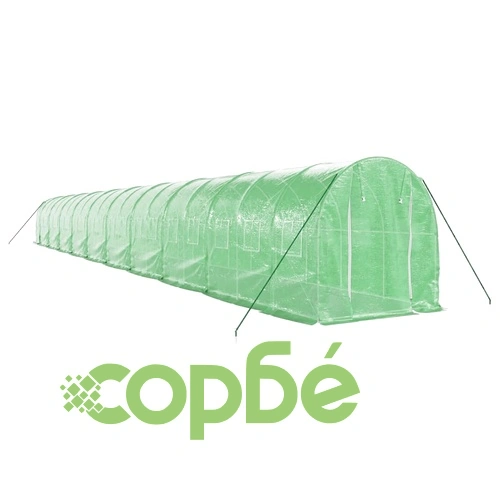 Оранжерия със стоманена рамка зелена 40 м² 20x2x2 м ➤ топ цена ➤ sorbe.bg