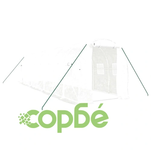 Оранжерия със стоманена рамка бяла 16 м² 8x2x2 м ➤ топ цена ➤ sorbe.bg