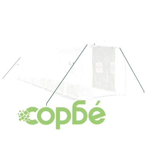 Оранжерия със стоманена рамка бяла 20 м² 10x2x2 м ➤ топ цена ➤ sorbe.bg