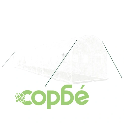 Оранжерия със стоманена рамка бяла 24 м² 12x2x2 м ➤ топ цена ➤ sorbe.bg