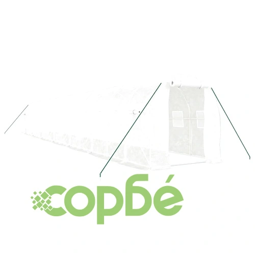 Оранжерия със стоманена рамка бяла 28 м² 14x2x2 м ➤ топ цена ➤ sorbe.bg