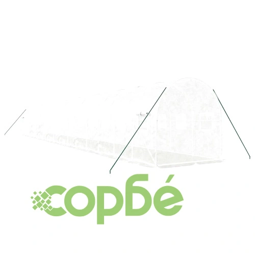Оранжерия със стоманена рамка бяла 32 м² 16x2x2 м ➤ топ цена ➤ sorbe.bg
