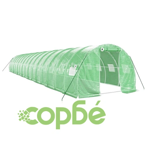 Оранжерия със стоманена рамка зелена 48 м² 16x3x2 м ➤ топ цена ➤ sorbe.bg