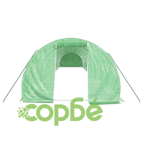 Оранжерия със стоманена рамка зелена 48 м² 16x3x2 м ➤ топ цена ➤ sorbe.bg