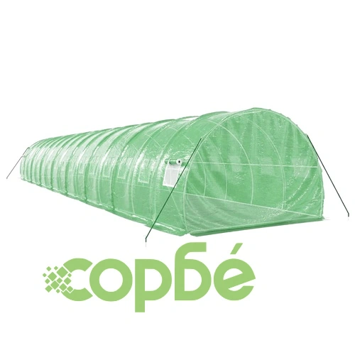 Оранжерия със стоманена рамка зелена 48 м² 16x3x2 м ➤ топ цена ➤ sorbe.bg