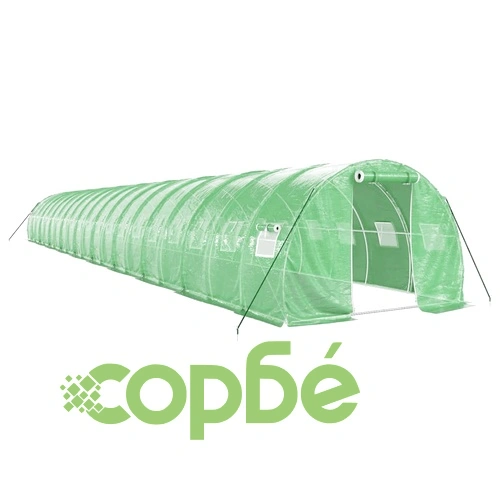 Оранжерия със стоманена рамка зелена 60 м² 20x3x2 м ➤ топ цена ➤ sorbe.bg