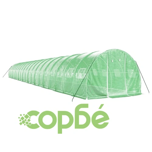 Оранжерия със стоманена рамка зелена 60 м² 20x3x2 м ➤ топ цена ➤ sorbe.bg