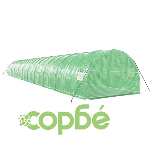 Оранжерия със стоманена рамка зелена 60 м² 20x3x2 м ➤ топ цена ➤ sorbe.bg