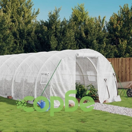 Оранжерия със стоманена рамка бяла 18 м² 6x3x2 м ➤ топ цена ➤ sorbe.bg