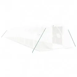 Оранжерия със стоманена рамка бяла 48 м² 16x3x2 м