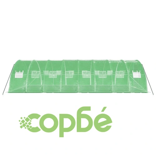 Оранжерия със стоманена рамка зелена 32 м² 8x4x2 м ➤ топ цена ➤ sorbe.bg