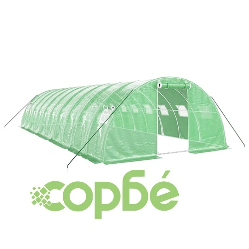 Оранжерия със стоманена рамка зелена 40 м² 10x4x2 м ➤ топ цена ➤ sorbe.bg