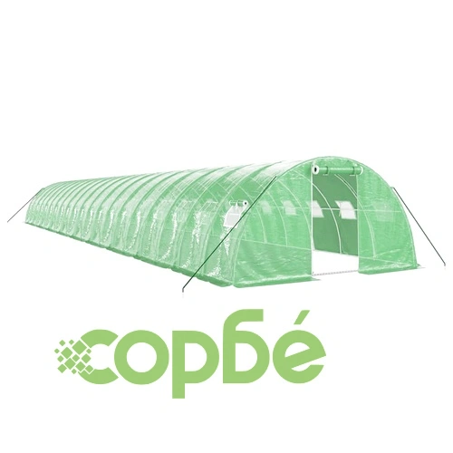 Оранжерия със стоманена рамка зелена 80 м² 20x4x2 м ➤ топ цена ➤ sorbe.bg