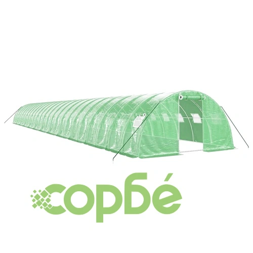 Оранжерия със стоманена рамка зелена 96 м² 24x4x2 м ➤ топ цена ➤ sorbe.bg