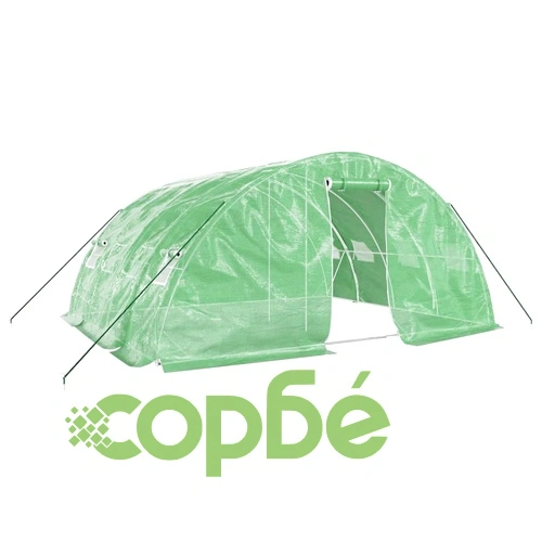 Оранжерия със стоманена рамка зелена 20 м² 5x4x2,3 м ➤ топ цена ➤ sorbe.bg