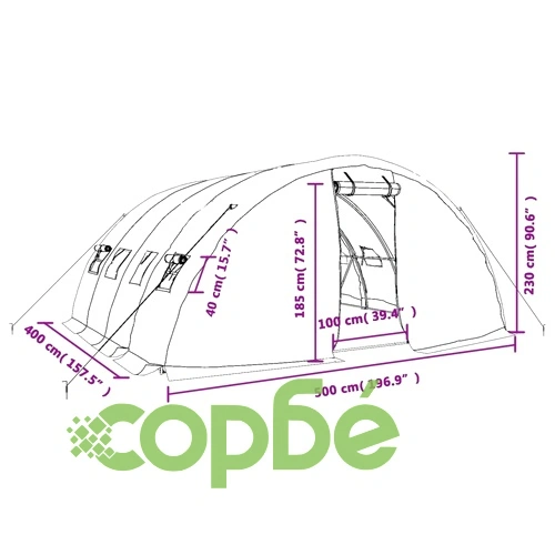 Оранжерия със стоманена рамка зелена 20 м² 5x4x2,3 м ➤ топ цена ➤ sorbe.bg